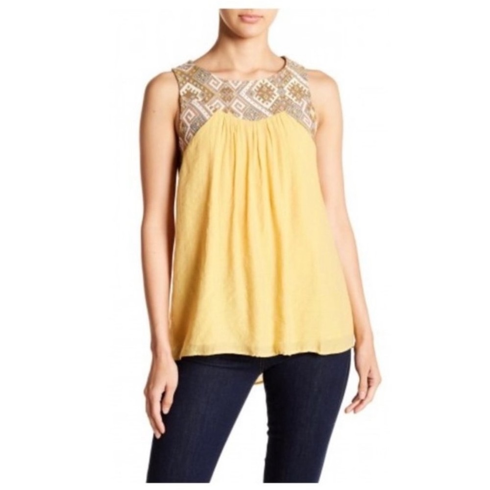 Anthropologie Doe & Rae Back Cutout Tank Top in Yellow